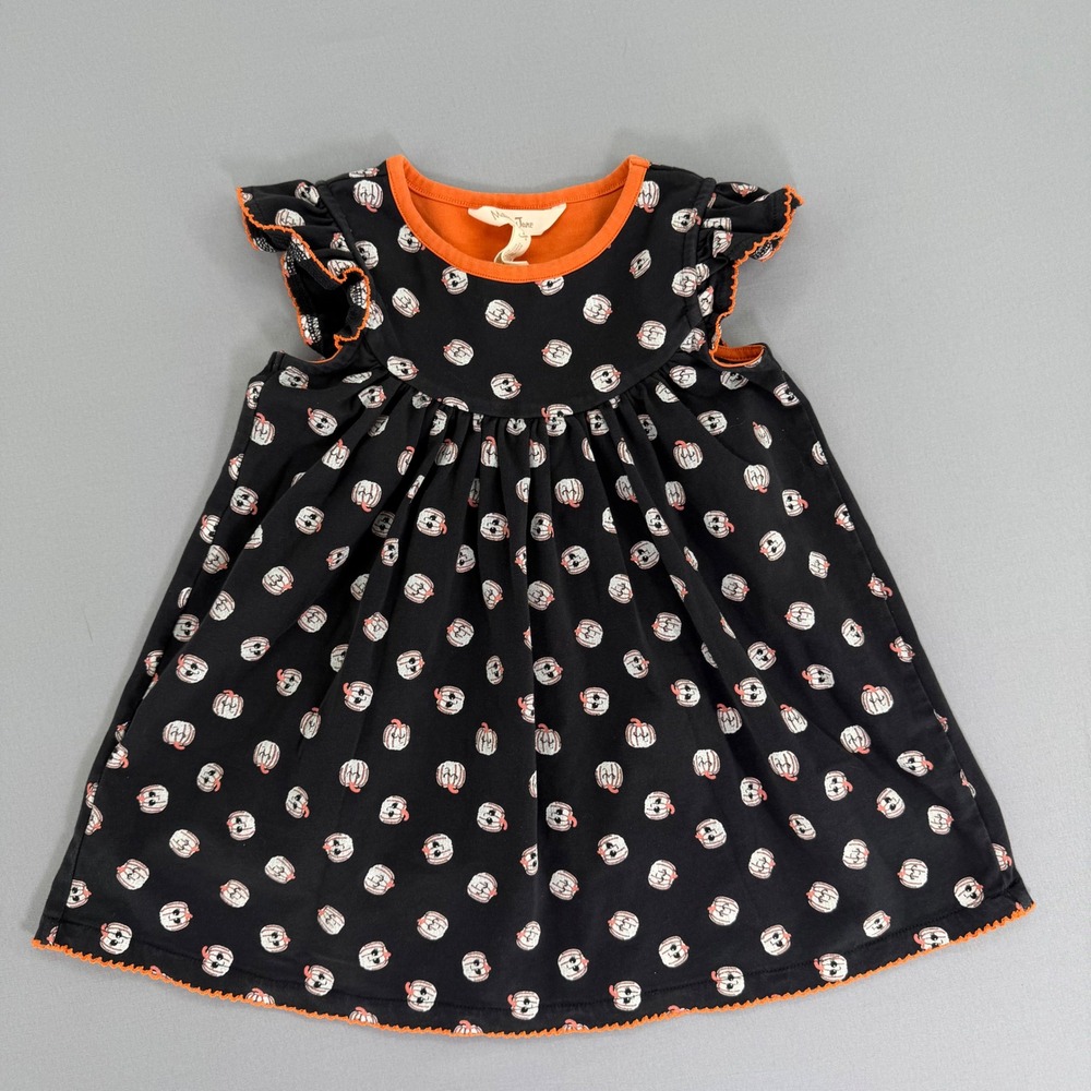 Matilda Jane Girls Black Orange Pumpkin Flutter Sleeve Halloween Dress‎ Size 2T